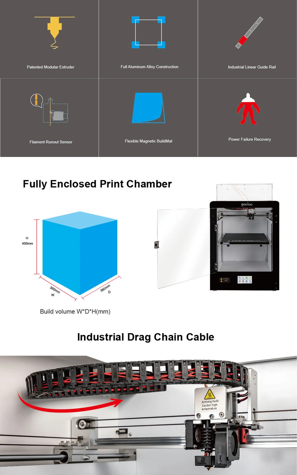 Plus Larger Size Fdm 3D Printer for Commercial, Education or Professional Use